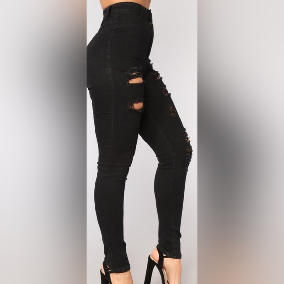 Fashion Nova Black Distressed Jeans - Picture 3 of 5
